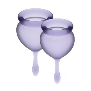 Чаша для менструації з мішечком для зберігання фіолетові Satisfyer (Сатісфаер) Feel Good 15мл і 20мл