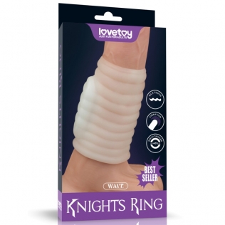 Вібронасадка на пеніс білого кольору Lovetoy Vibrating Knights Ring  довжина 100 мм 
