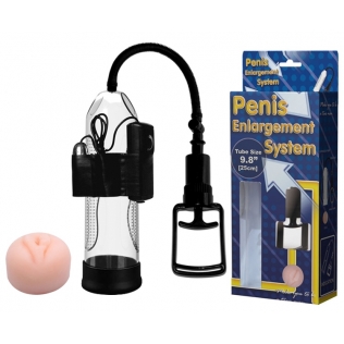 Автоматична вакуумна помпа для збільшення пеніса з вібрацією прозорого кольору в комплекті з насадкою вагіна LYBAILE BAILE Penis Enlargement System BM-010066B