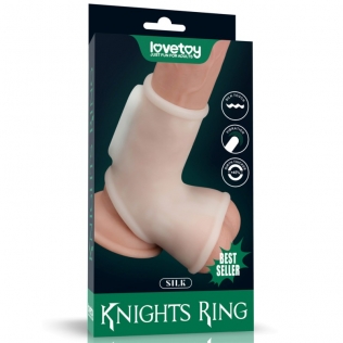 Вібронасадка на пеніс білого кольору Lovetoy Vibrating Knights Ring довжина 122 мм