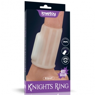 Вібронасадка на пеніс білого кольору Lovetoy Vibrating Knights Ring довжина 76 мм
